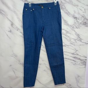 IMAN Blue Skinny Zipper Ankle Petite Denim Jeans